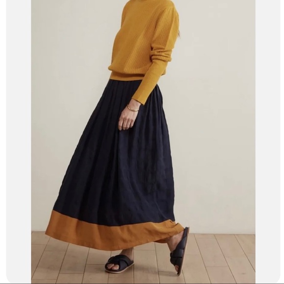 $270 The Odells Colorblock Navy Mustard Yellow Smocked Maxi...